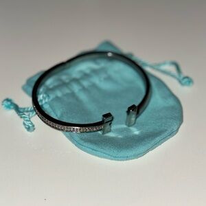 Designer Inspired Silver Crystal Bangle Bracelet